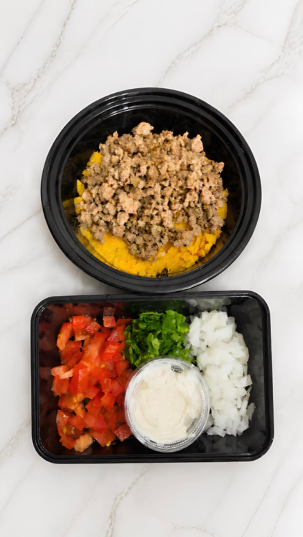 Cena - Taco bowl Carne molida, Batatas, Toppings